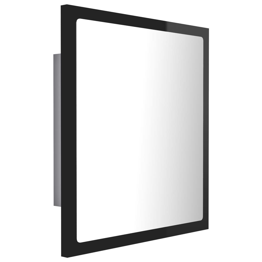 Oglindă de baie cu LED, negru extralucios, 40x8,5x37 cm, acril Lando - Lando