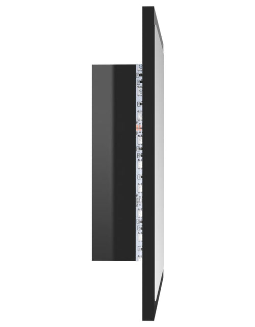 Încărcați imaginea în vizualizatorul Galerie, Oglindă de baie cu LED, negru extralucios, 40x8,5x37 cm, acril Lando - Lando
