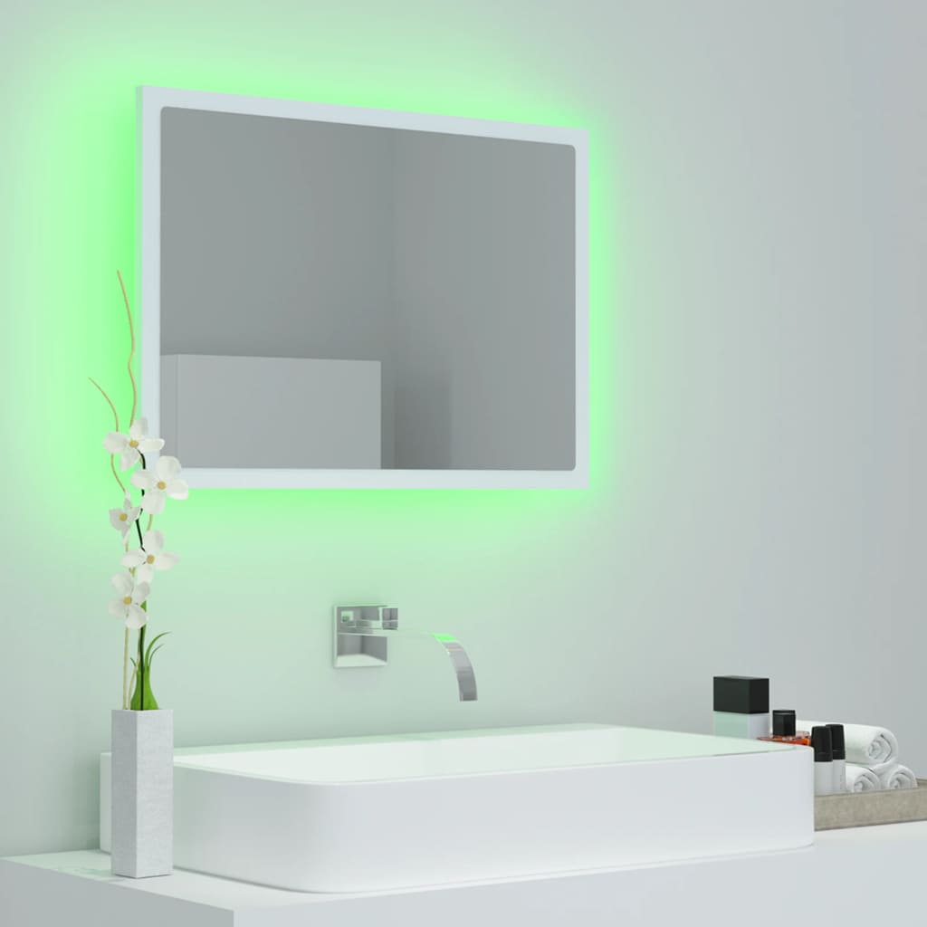 Oglindă de baie cu LED, alb, 60x8,5x37 cm, acril Lando - Lando