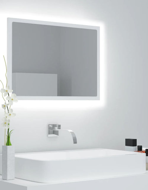 Încărcați imaginea în vizualizatorul Galerie, Oglindă de baie cu LED, alb, 60x8,5x37 cm, acril Lando - Lando

