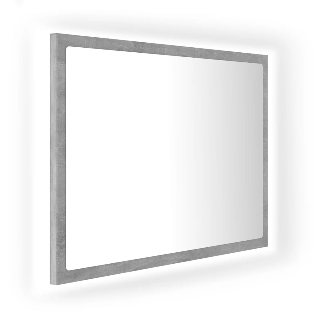 Oglindă de baie cu LED, gri beton, 60x8,5x37 cm, acril Lando - Lando