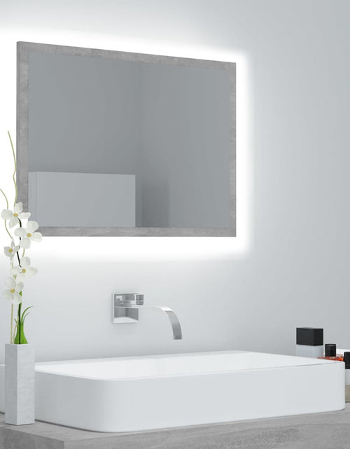 Încărcați imaginea în vizualizatorul Galerie, Oglindă de baie cu LED, gri beton, 60x8,5x37 cm, acril Lando - Lando
