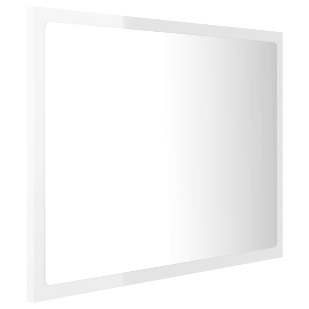 Oglindă de baie cu LED, alb extralucios, 60x8,5x37 cm, acril Lando - Lando