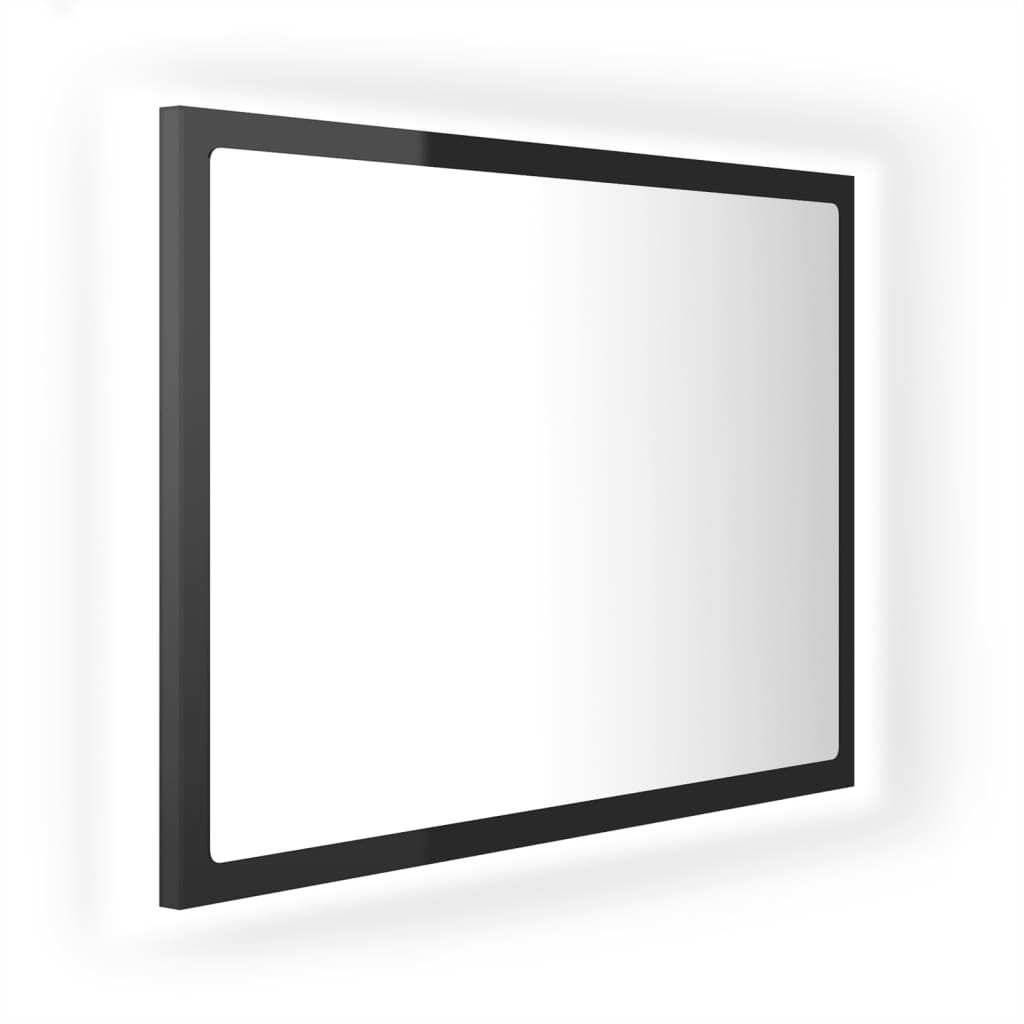 Oglindă de baie cu LED, negru extralucios, 60x8,5x37 cm, acril Lando - Lando