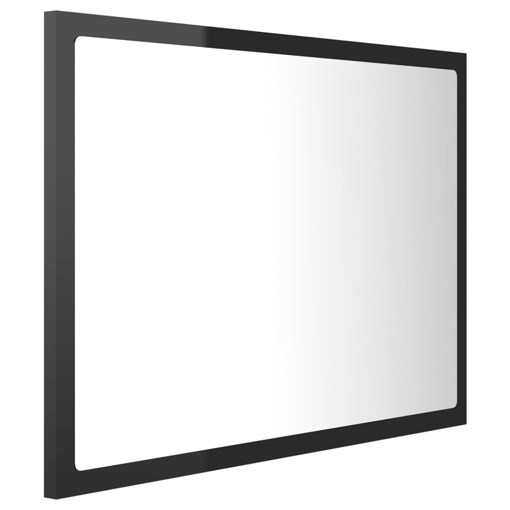 Oglindă de baie cu LED, negru extralucios, 60x8,5x37 cm, acril Lando - Lando