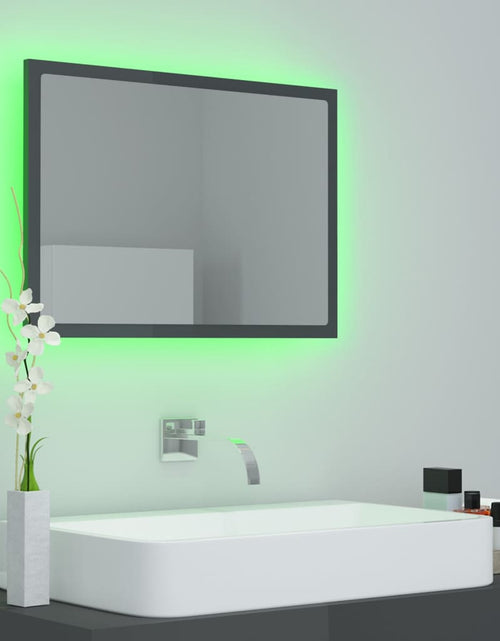 Загрузите изображение в средство просмотра галереи, Oglindă de baie cu LED, gri extralucios, 60x8,5x37 cm, acril Lando - Lando

