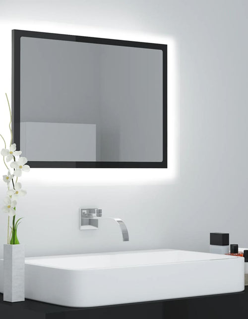 Încărcați imaginea în vizualizatorul Galerie, Oglindă de baie cu LED, gri extralucios, 60x8,5x37 cm, acril Lando - Lando
