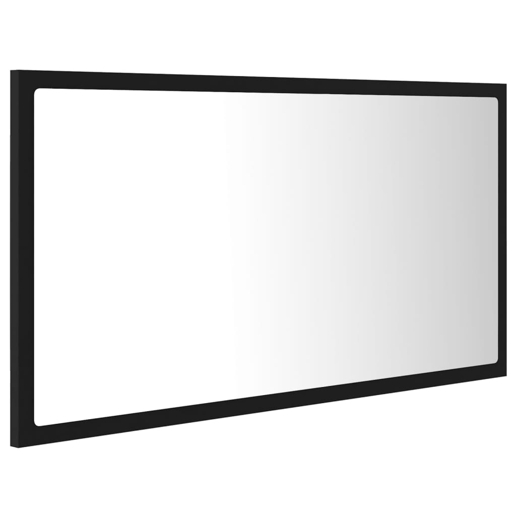 Oglindă de baie cu LED, negru, 80x8,5x37 cm, acril Lando - Lando