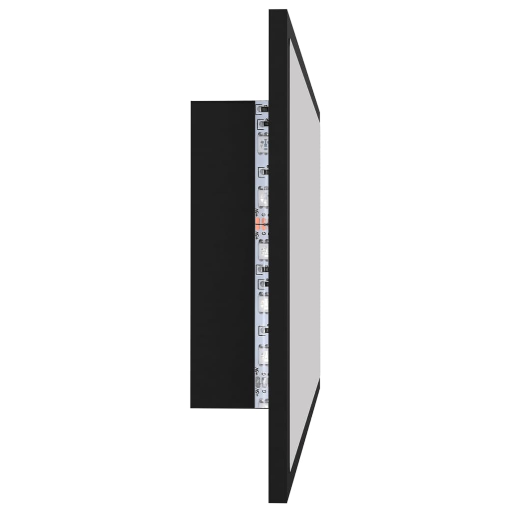 Oglindă de baie cu LED, negru, 80x8,5x37 cm, acril Lando - Lando