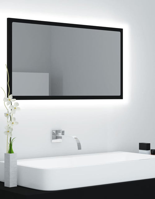 Încărcați imaginea în vizualizatorul Galerie, Oglindă de baie cu LED, negru, 80x8,5x37 cm, acril Lando - Lando
