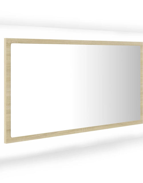 Загрузите изображение в средство просмотра галереи, Oglindă de baie cu LED, stejar sonoma, 80x8,5x37 cm, acril Lando - Lando
