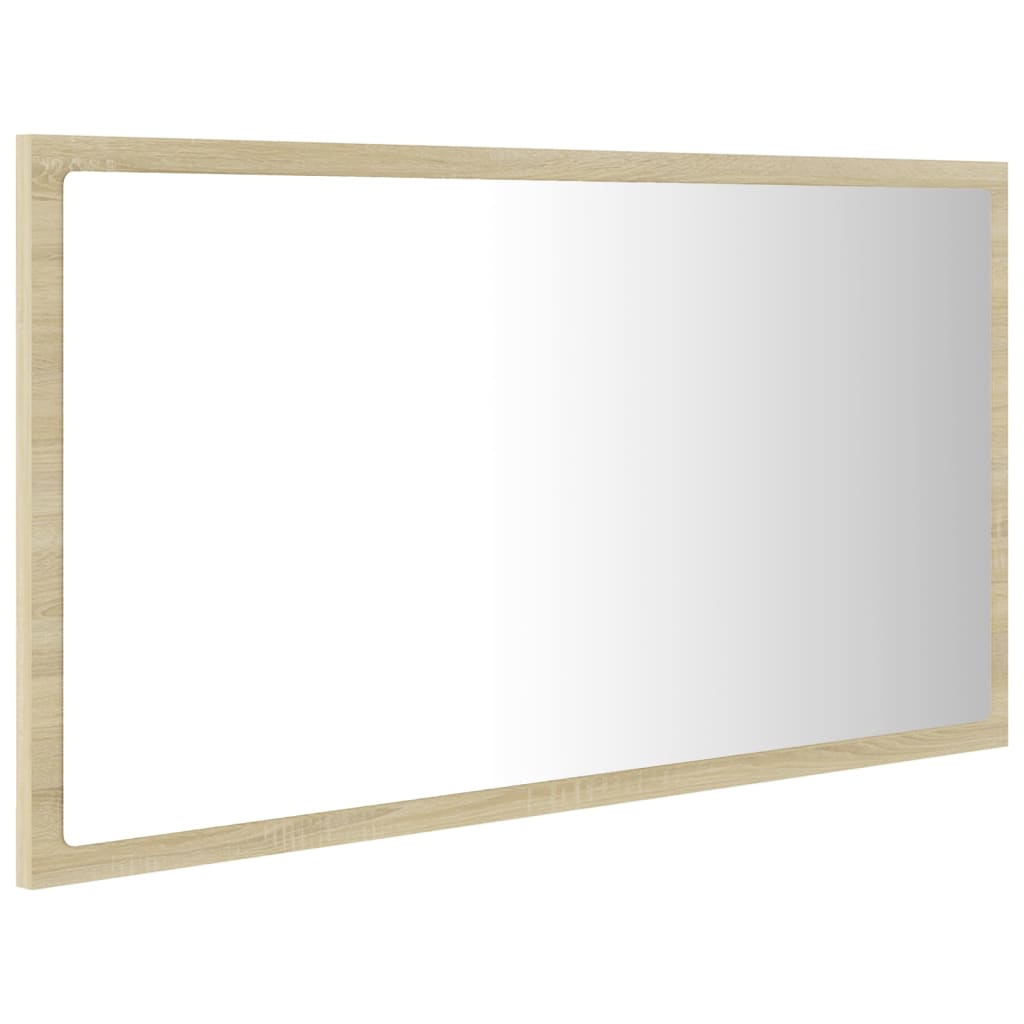 Oglindă de baie cu LED, stejar sonoma, 80x8,5x37 cm, acril Lando - Lando
