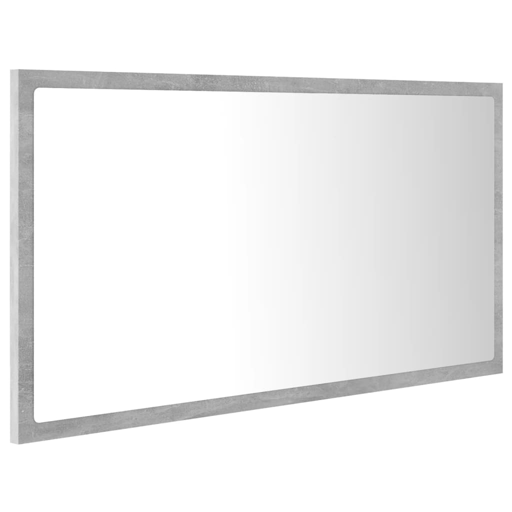 Oglindă de baie cu LED, gri beton, 80x8,5x37 cm, acril Lando - Lando