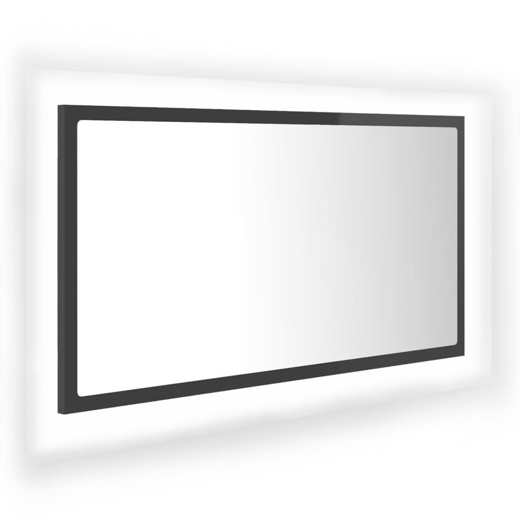 Oglindă de baie cu LED, gri extralucios, 80x8,5x37 cm, acril Lando - Lando