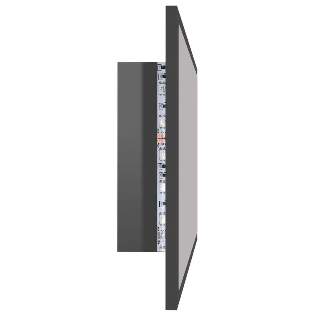 Oglindă de baie cu LED, gri extralucios, 80x8,5x37 cm, acril Lando - Lando