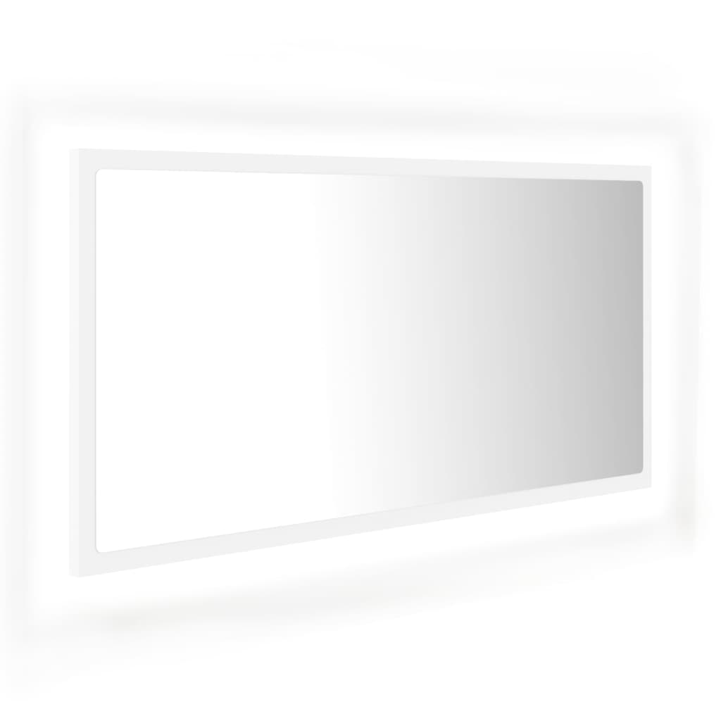 Oglindă de baie cu LED, alb, 90x8,5x37 cm, acril Lando - Lando