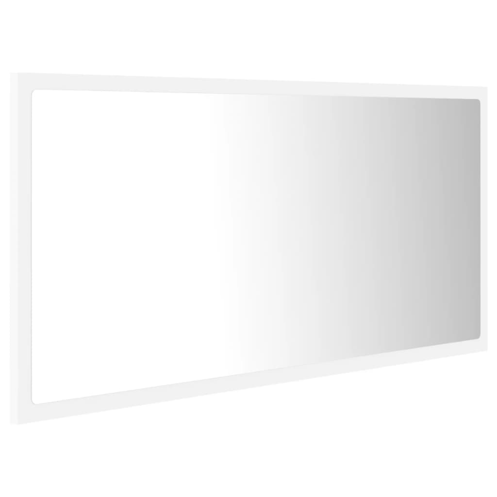 Oglindă de baie cu LED, alb, 90x8,5x37 cm, acril Lando - Lando