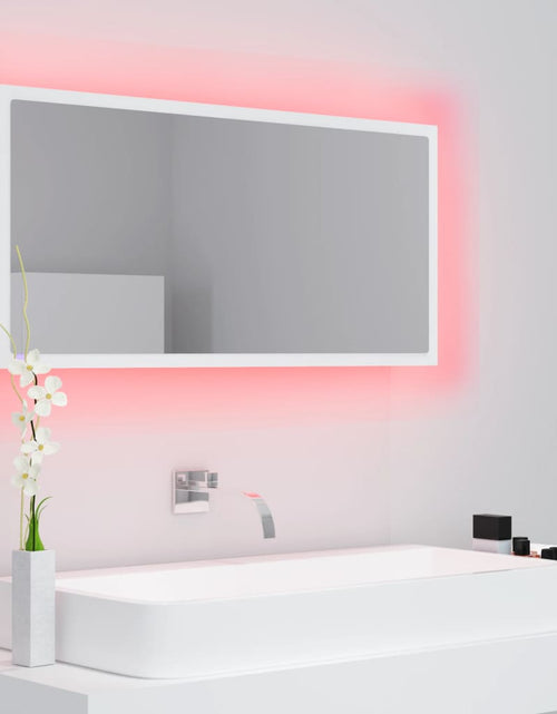 Încărcați imaginea în vizualizatorul Galerie, Oglindă de baie cu LED, alb, 90x8,5x37 cm, acril Lando - Lando
