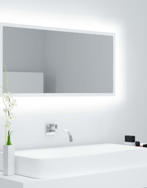 Încărcați imaginea în vizualizatorul Galerie, Oglindă de baie cu LED, alb, 90x8,5x37 cm, acril Lando - Lando
