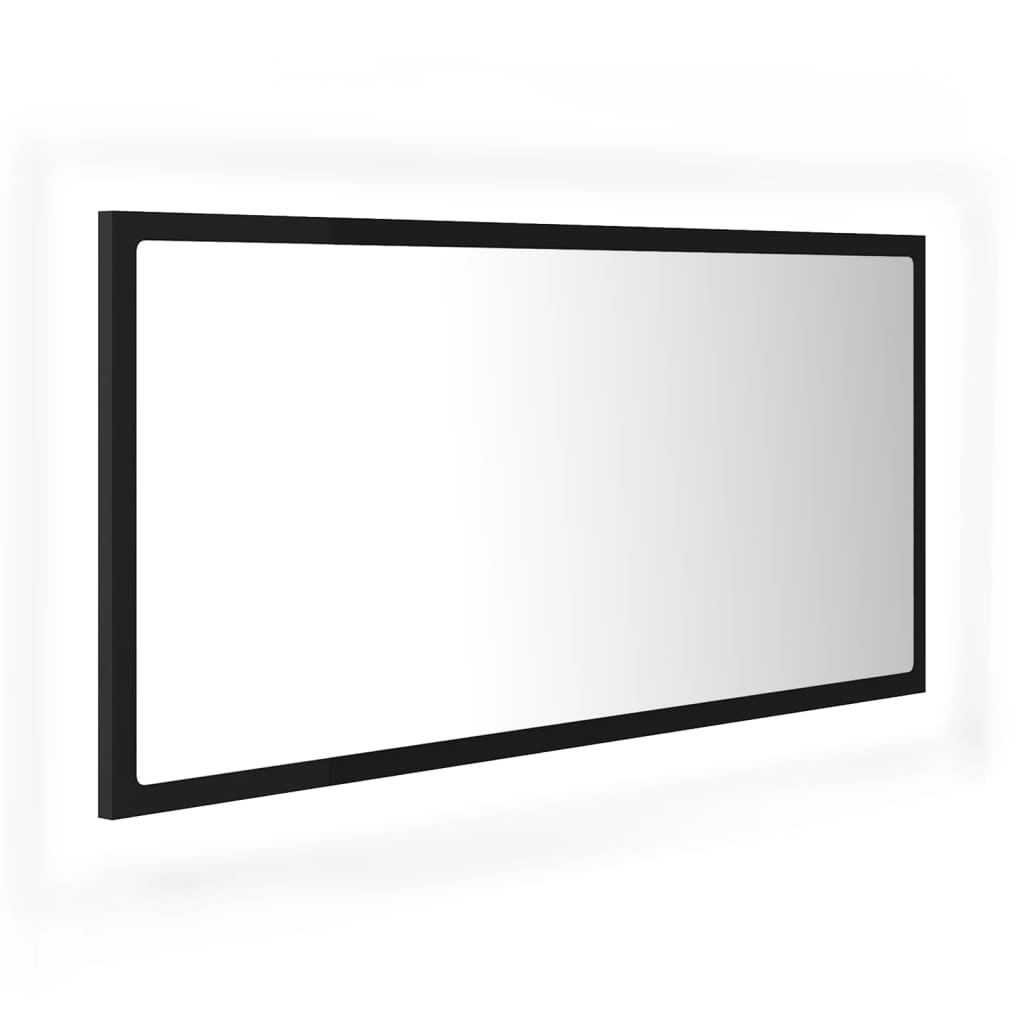 Oglindă de baie cu LED, negru, 90x8,5x37 cm, acril Lando - Lando