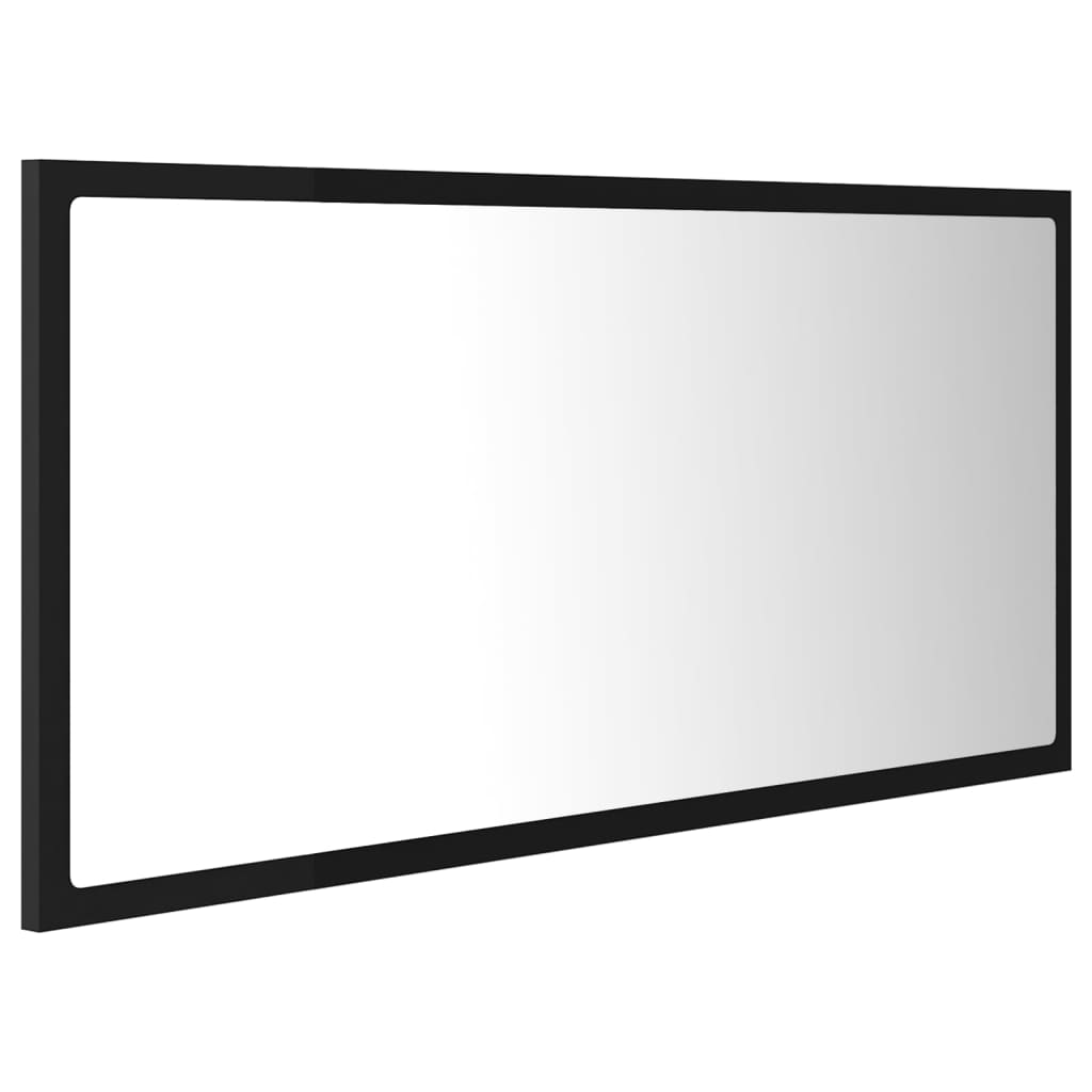 Oglindă de baie cu LED, negru, 90x8,5x37 cm, acril Lando - Lando