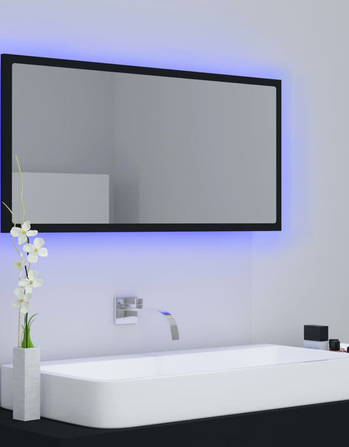 Încărcați imaginea în vizualizatorul Galerie, Oglindă de baie cu LED, negru, 90x8,5x37 cm, acril Lando - Lando
