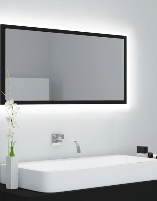 Încărcați imaginea în vizualizatorul Galerie, Oglindă de baie cu LED, negru, 90x8,5x37 cm, acril Lando - Lando
