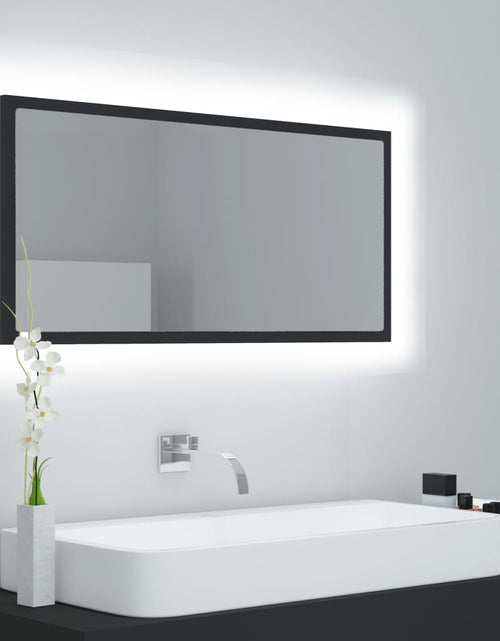 Încărcați imaginea în vizualizatorul Galerie, Oglindă de baie cu LED, gri, 90x8,5x37 cm, acril Lando - Lando
