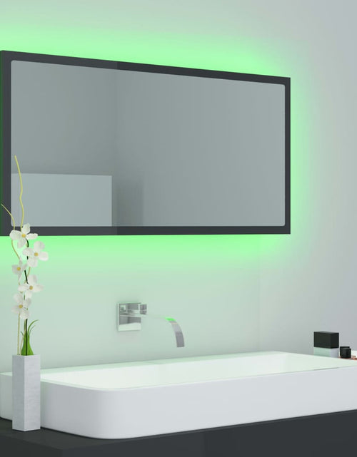 Încărcați imaginea în vizualizatorul Galerie, Oglindă de baie cu LED, gri extralucios, 90x8,5x37 cm, acril Lando - Lando
