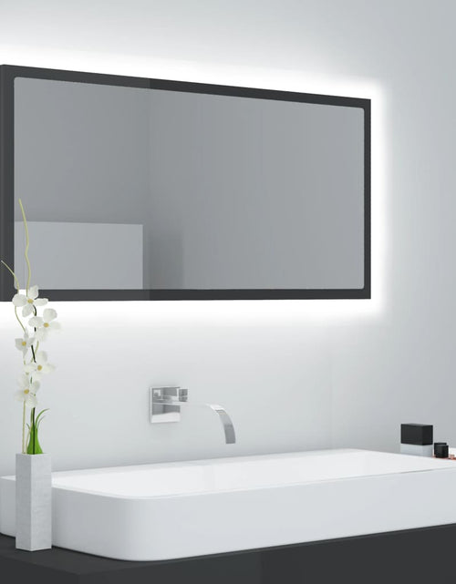 Încărcați imaginea în vizualizatorul Galerie, Oglindă de baie cu LED, gri extralucios, 90x8,5x37 cm, acril Lando - Lando
