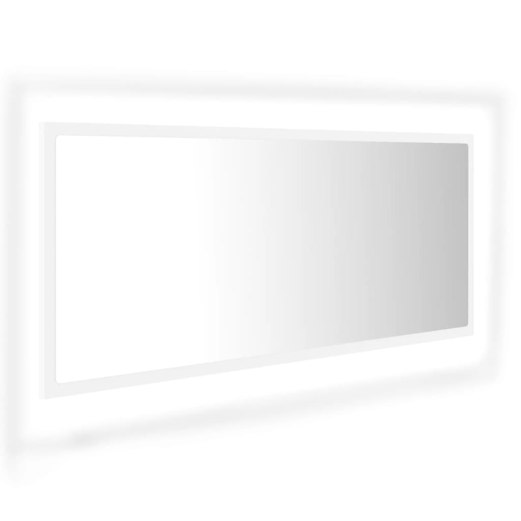 Oglindă de baie cu LED, alb, 100x8,5x37 cm, acril Lando - Lando