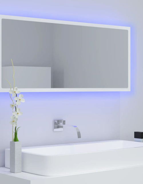 Încărcați imaginea în vizualizatorul Galerie, Oglindă de baie cu LED, alb, 100x8,5x37 cm, acril Lando - Lando
