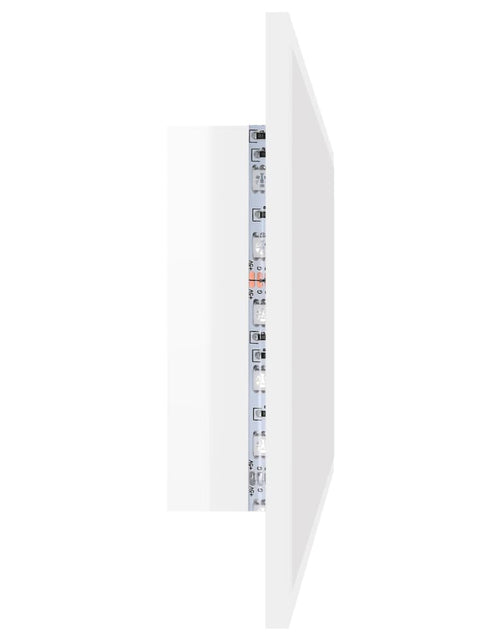 Încărcați imaginea în vizualizatorul Galerie, Oglindă de baie cu LED, alb extralucios, 100x8,5x37 cm, acril Lando - Lando
