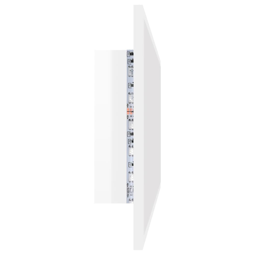 Oglindă de baie cu LED, alb extralucios, 100x8,5x37 cm, acril Lando - Lando