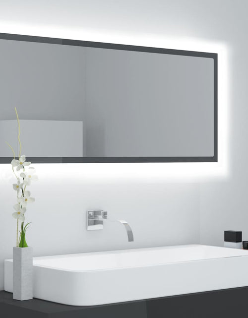 Încărcați imaginea în vizualizatorul Galerie, Oglindă de baie cu LED, gri extralucios, 100x8,5x37 cm, acril Lando - Lando
