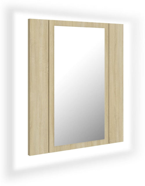 Загрузите изображение в средство просмотра галереи, Dulap de baie cu oglindă și LED, stejar Sonoma, 40x12x45 acril - Lando
