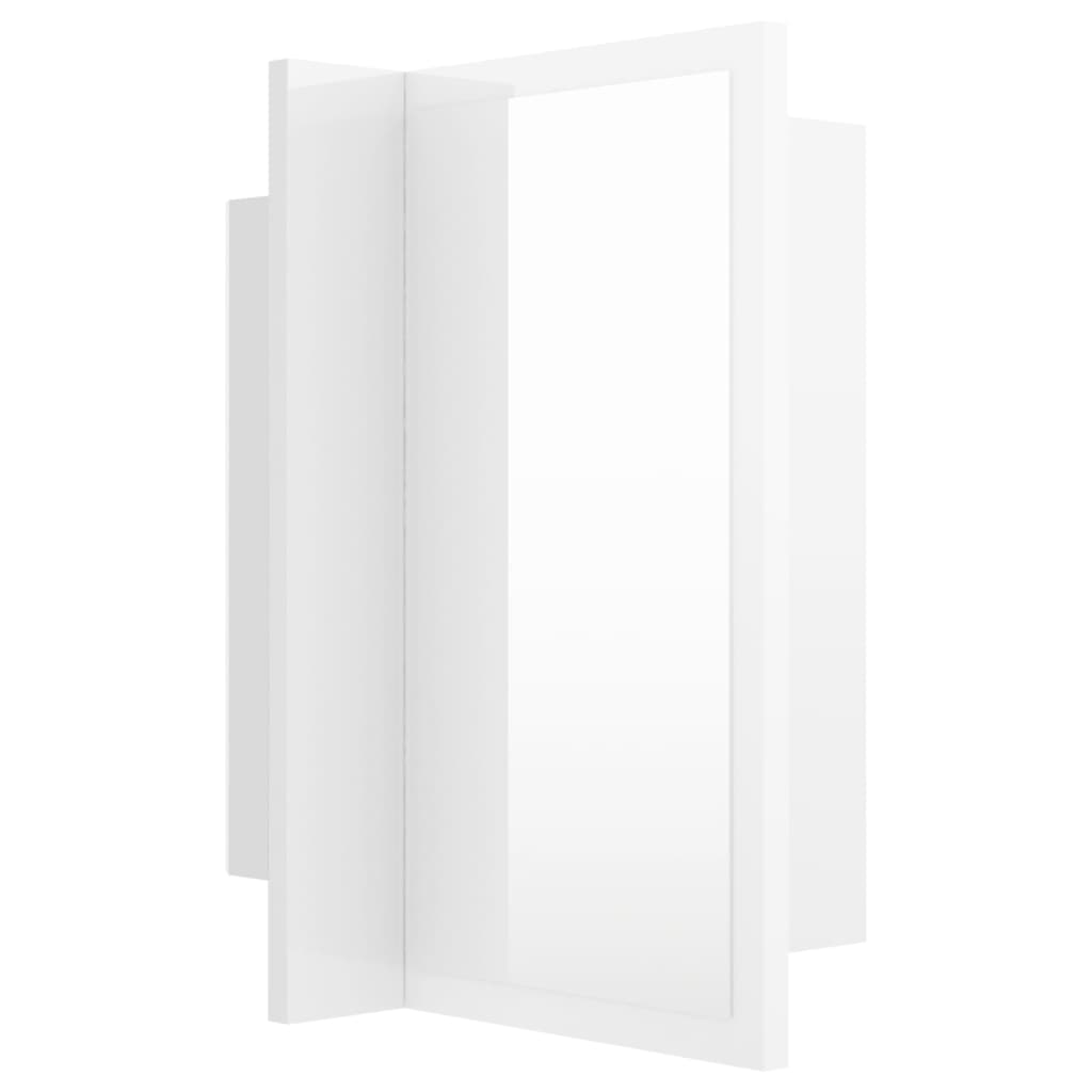 Dulap de baie cu oglindă și LED, alb extralucios 40x12x45 acril
