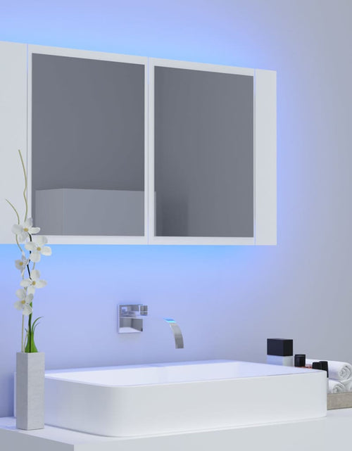 Încărcați imaginea în vizualizatorul Galerie, Dulap de baie cu oglindă și LED, alb, 80x12x45 cm - Lando
