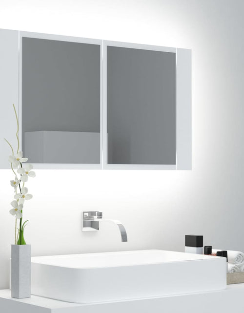 Загрузите изображение в средство просмотра галереи, Dulap de baie cu oglindă și LED, alb, 80x12x45 cm - Lando
