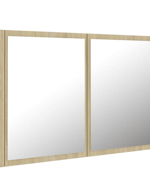 Загрузите изображение в средство просмотра галереи, Dulap de baie cu oglindă și LED, stejar Sonoma, 80x12x45 acril Lando - Lando
