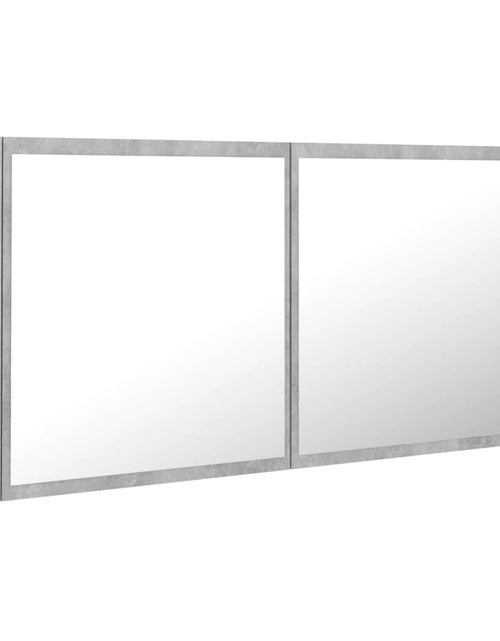 Încărcați imaginea în vizualizatorul Galerie, Dulap de baie cu oglindă &amp; LED, gri beton, 100x12x45 cm acril - Lando
