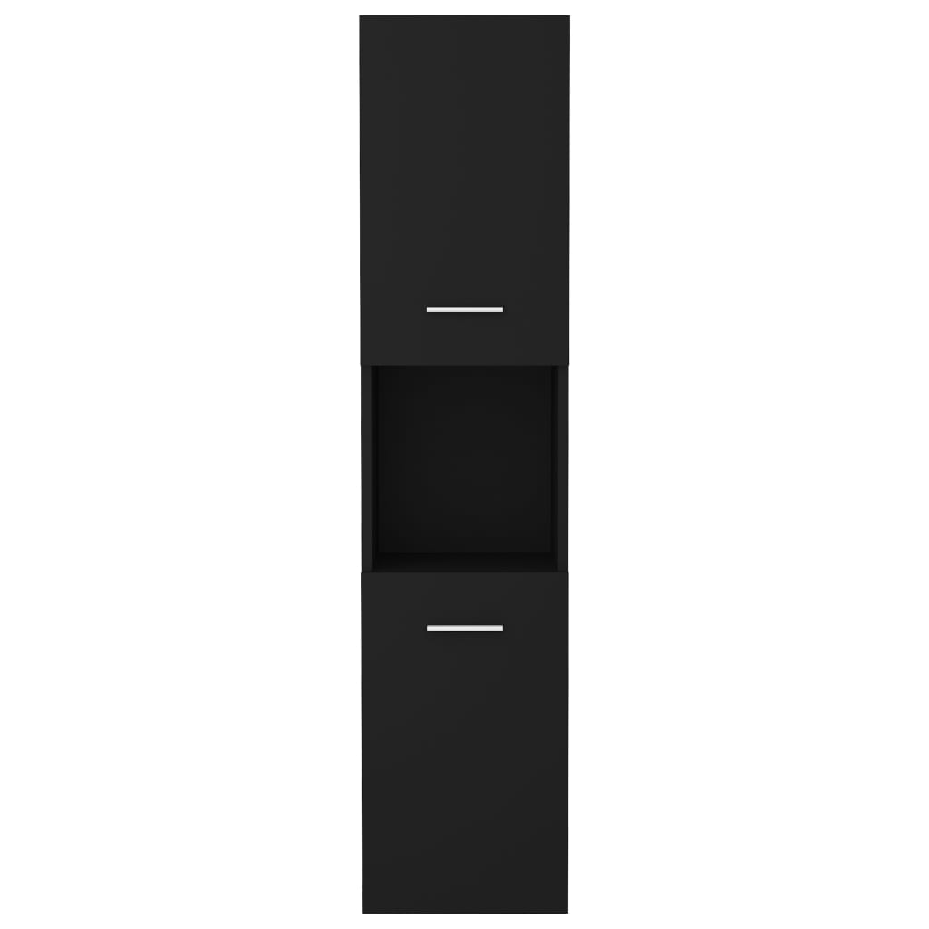 Dulap de baie, negru, 30x30x130 cm, lemn prelucrat - Lando
