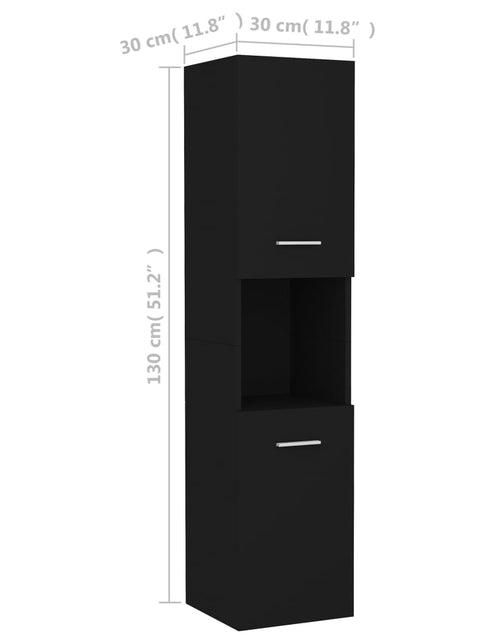 Încărcați imaginea în vizualizatorul Galerie, Dulap de baie, negru, 30x30x130 cm, lemn prelucrat - Lando
