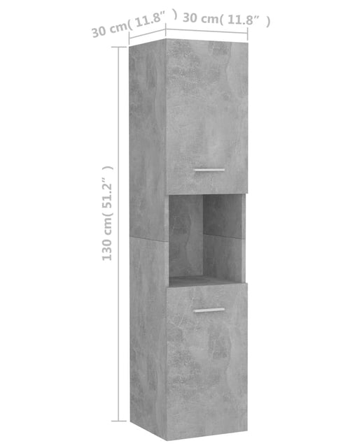 Încărcați imaginea în vizualizatorul Galerie, Dulap de baie, gri beton, 30 x 30 x 130 cm, PAL - Lando

