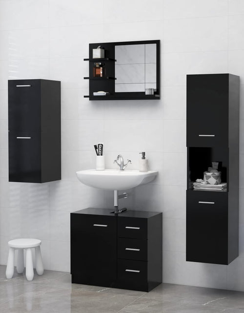 Încărcați imaginea în vizualizatorul Galerie, Oglindă de baie, negru, 60 x 10,5 x 45 cm, PAL - Lando

