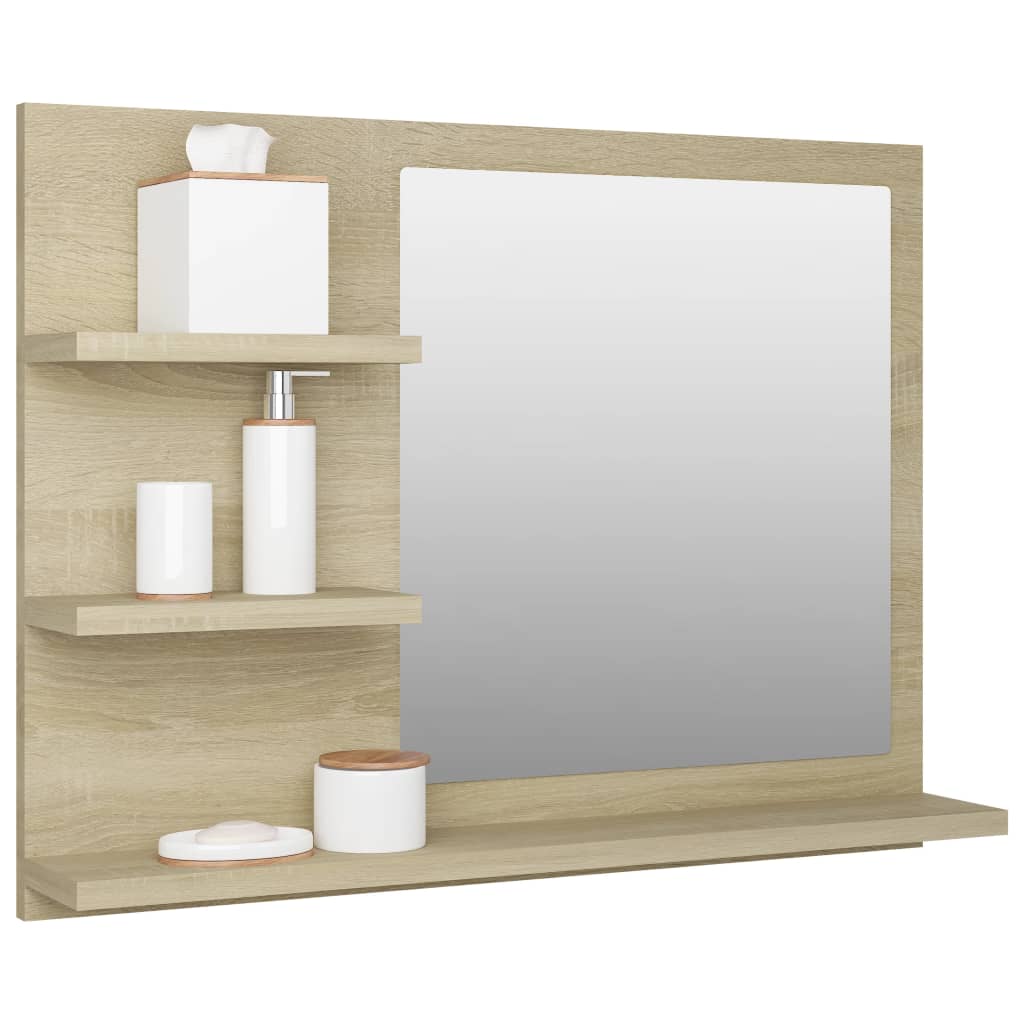 Oglindă de baie, stejar Sonoma, 60 x 10,5 x 45 cm, PAL - Lando