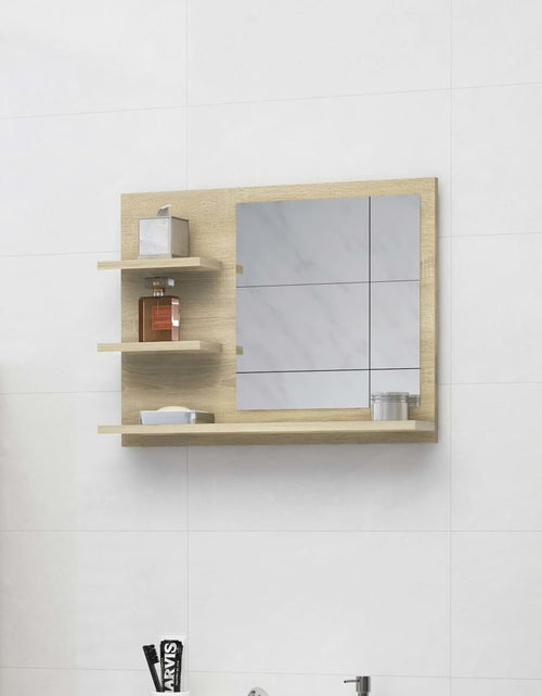 Încărcați imaginea în vizualizatorul Galerie, Oglindă de baie, stejar Sonoma, 60 x 10,5 x 45 cm, PAL - Lando

