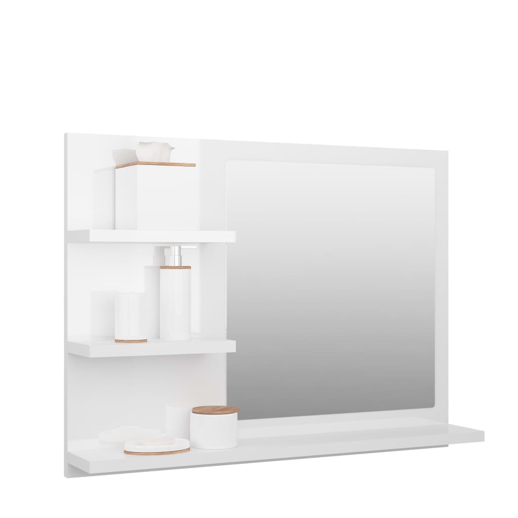 Oglindă de baie, alb extralucios, 60 x 10,5 x 45 cm, PAL Lando - Lando