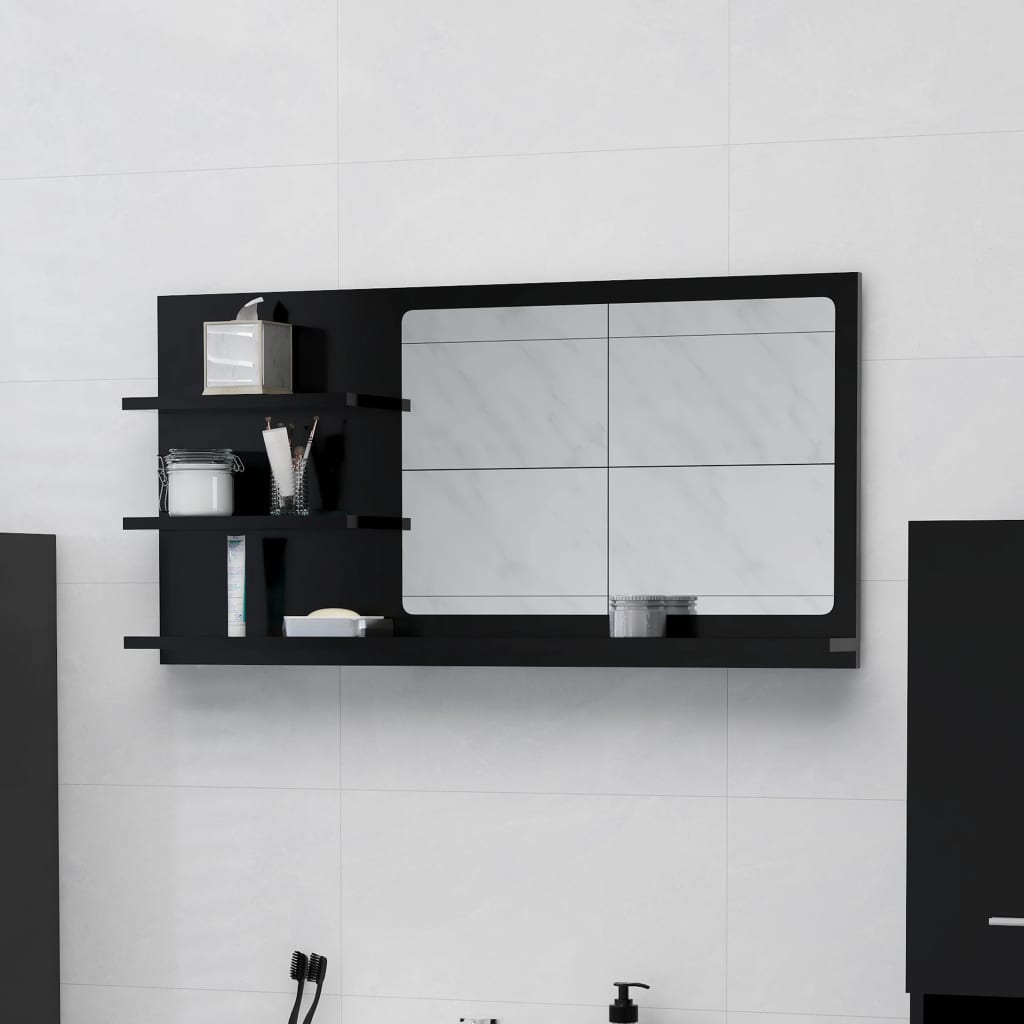 Oglindă de baie, negru, 90 x 10,5 x 45 cm, PAL Lando - Lando