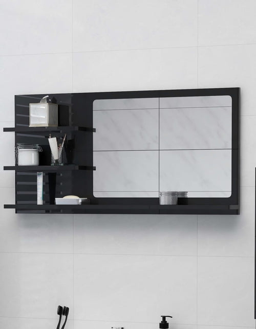 Încărcați imaginea în vizualizatorul Galerie, Oglindă de baie, negru extralucios , 90x10,5x45 cm, PAL Lando - Lando
